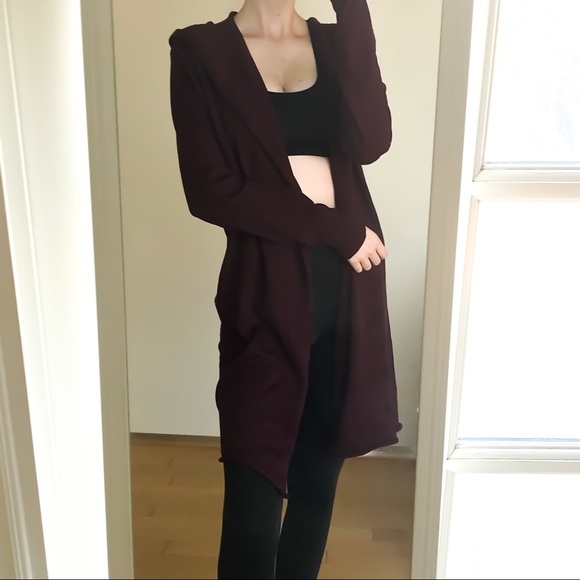 Forever 21 Sweaters - Maroon Red Long Sleeve Hooded Cardigan Sweater XS